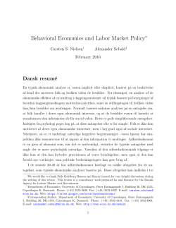 Behavioral Economics and Labor Market Policy