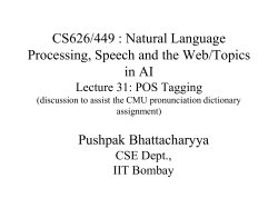 POS Tagging. - CSE, IIT Bombay
