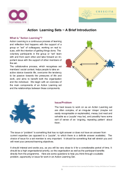 Action Learning Sets ~ A Brief Introduction
