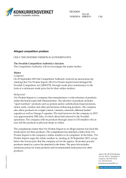 Alleged competition problem