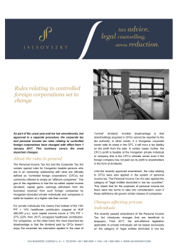 Rules relating to controlled foreign corporations set to change