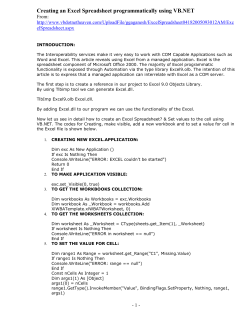 Creating an Excel Spreadsheet programmatically using VB