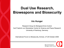 Folie 1 - Research Group for Biological Arms Control