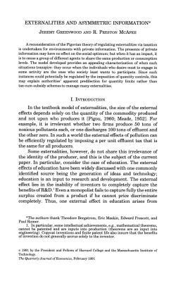 EXTERNALITIES AND ASYMMETRIC INFORMATION* In the