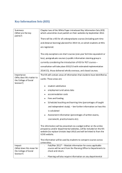 Key Information Sets (KIS)