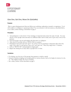 Give One, Get One, Move On (GoGoMo)