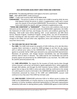ASIA UNITED BANK (AUB) CREDIT CARDS TERMS AND