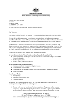 Prime Minister`s Community Business Partnership Letter to the