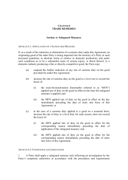 TRADE REMEDIES Section A: Safeguard Measures If, as a result of