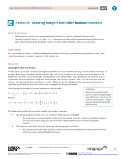 Lesson 8: Ordering Integers and Other Rational Numbers