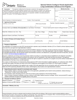 Special Vehicle Configure Permit Application Long Combination