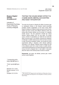 TESTING THE HOUSE MONEY EFFECT IN A GAME SHOW