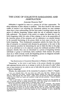 The Logic of Collective Bargaining and Arbitration