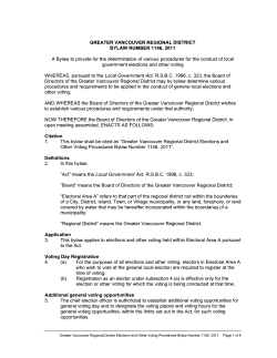GREATER VANCOUVER REGIONAL DISTRICT BYLAW NUMBER