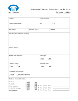 Settlement Demand Preparation Intake Form Product Liability
