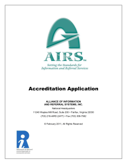 Accreditation Application - Alliance of Information and Referral
