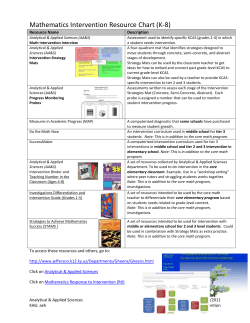 Mathematics Intervention Resource Chart (K