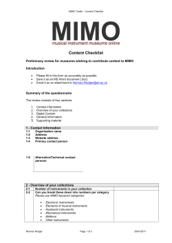 Content Checklist - MIMO - Musical Instrument Museums Online