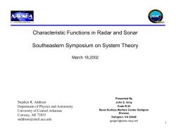 Characteristic Functions in Radar and Sonar