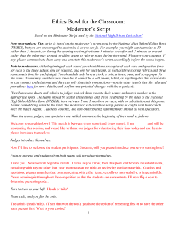 Ethics Bowl for the Classroom: Moderator`s Script