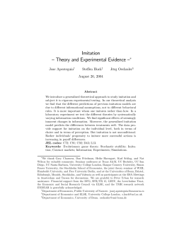 Imitation &mdash; Theory and Experimental Evidence