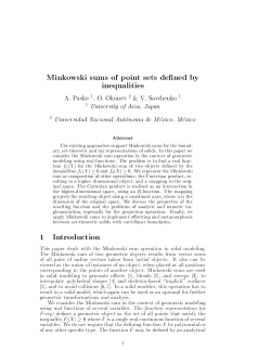 Minkowski sums of point sets defined by inequalities 1