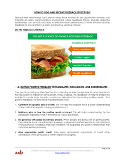 how to give and receive feedback effectively a. giving positive