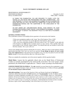 Professional Responsibility Exam Fall 2015