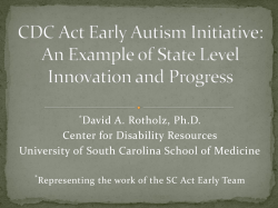 CDC Act Early Autism Initiative: An Example of State Level