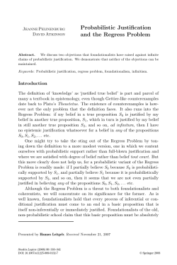 Probabilistic Justification and the Regress Problem