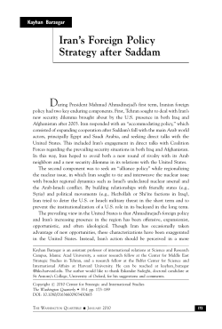 Iran`s Foreign Policy Strategy after Saddam