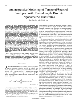 Autoregressive Modeling of Temporal/Spectral Envelopes With