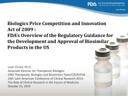 Biologics Price Competition and Innovation Act of 2009