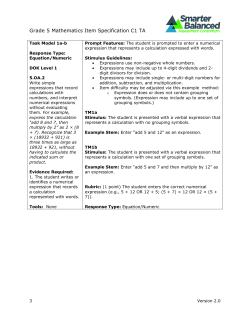 Grade 5 Mathematics Item Specification C1 TA