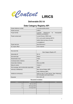 D5.1AV1 Data Category Registry API - Lirics