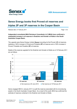 Senex Energy books first Proved oil reserves and triples 2P and 3P