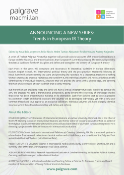 ANNOUNCING A NEW SERIES: Trends in European IR Theory
