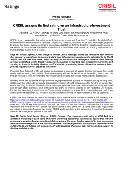 CRISIL assigns its first rating on an Infrastructure Investment Trust