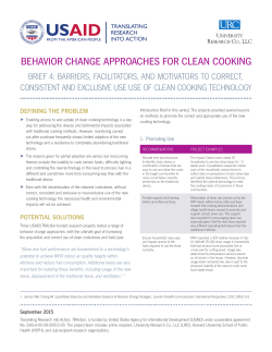 BEHAVIOR CHANGE APPROACHES FOR CLEAN COOKING