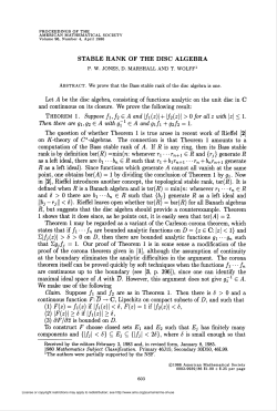STABLE RANK OF THE DISC ALGEBRA THEOREM 1. Suppose