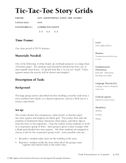 Tic-Tac-Toe Story Grids - The Center for Advanced Research on