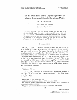 On the weak limit of the largest eigenvalue of a large dimensional