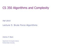 CS 350 Algorithms and Complexity