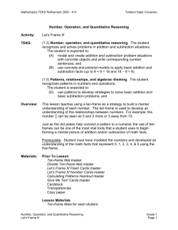Number, Operation, and Quantitative Reasoning Activity: Let`s