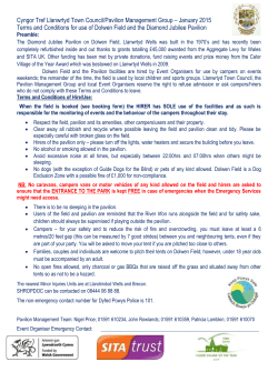 Terms and conditions for the use of Dolwen Field and the Pavilion