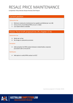 resale price maintenance - Australian Competition Law