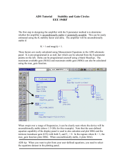 ADS Tutorial Stability and Gain Circles EEE 194RF