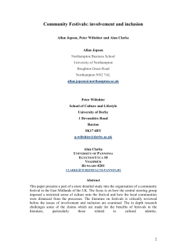 Community Festivals: involvement and inclusion