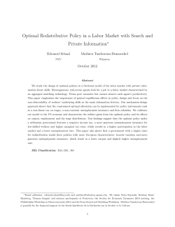 Optimal Redistributive Policy in a Labor Market with Search and