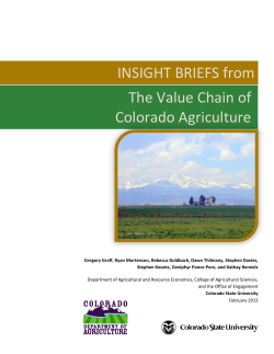 The Value Chain of Colorado Agriculture INSIGHT BRIEFS from
